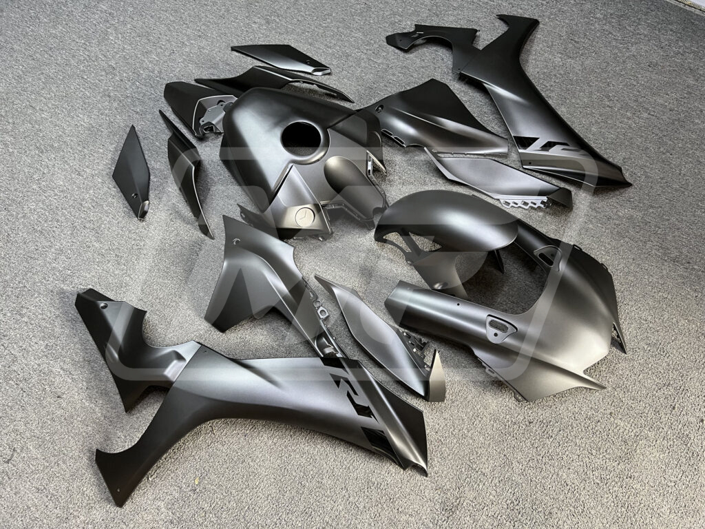 Monster Fairings ABS fairing kit for Yamaha R1 2020 - 2025 - Matte Dark Gray Gloss Black, precise OEM fit