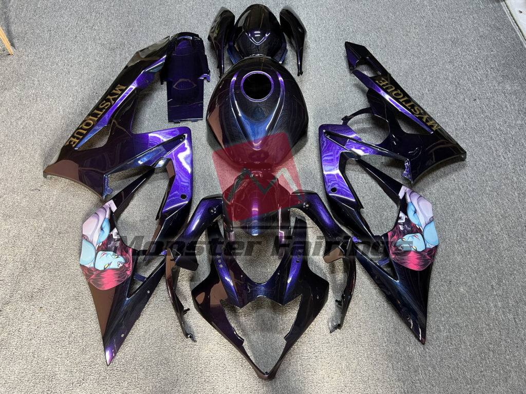 Suzuki GSXR 1000 2005 - 2006 Gloss Purple & Blue Iridescent Mystique ABS fairings - custom motorcycle bodywork kit by Monster Fairings
