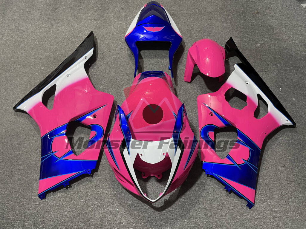 Suzuki GSXR 1000 2003 - 2004 Gloss Pink & Blue OEM ABS fairings - custom motorcycle bodywork kit by Monster Fairings