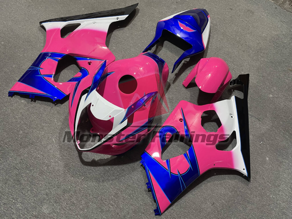 Suzuki GSXR custom ABS fairings 2003 - 2004 in Gloss Pink & Blue OEM - durable replacement kit, Monster Fairings