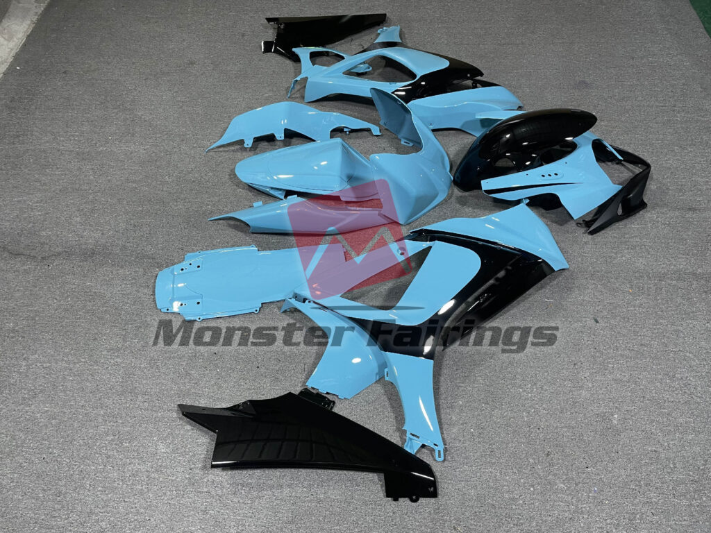 2007 - 2008 Suzuki GSXR Gloss Black Teal fairing set - ABS injection, custom painted by Monster Fairings