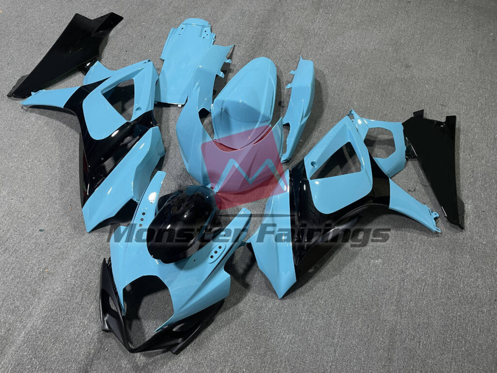 Suzuki GSXR custom ABS fairings 2007 - 2008 in Gloss Black Teal - durable replacement kit, Monster Fairings