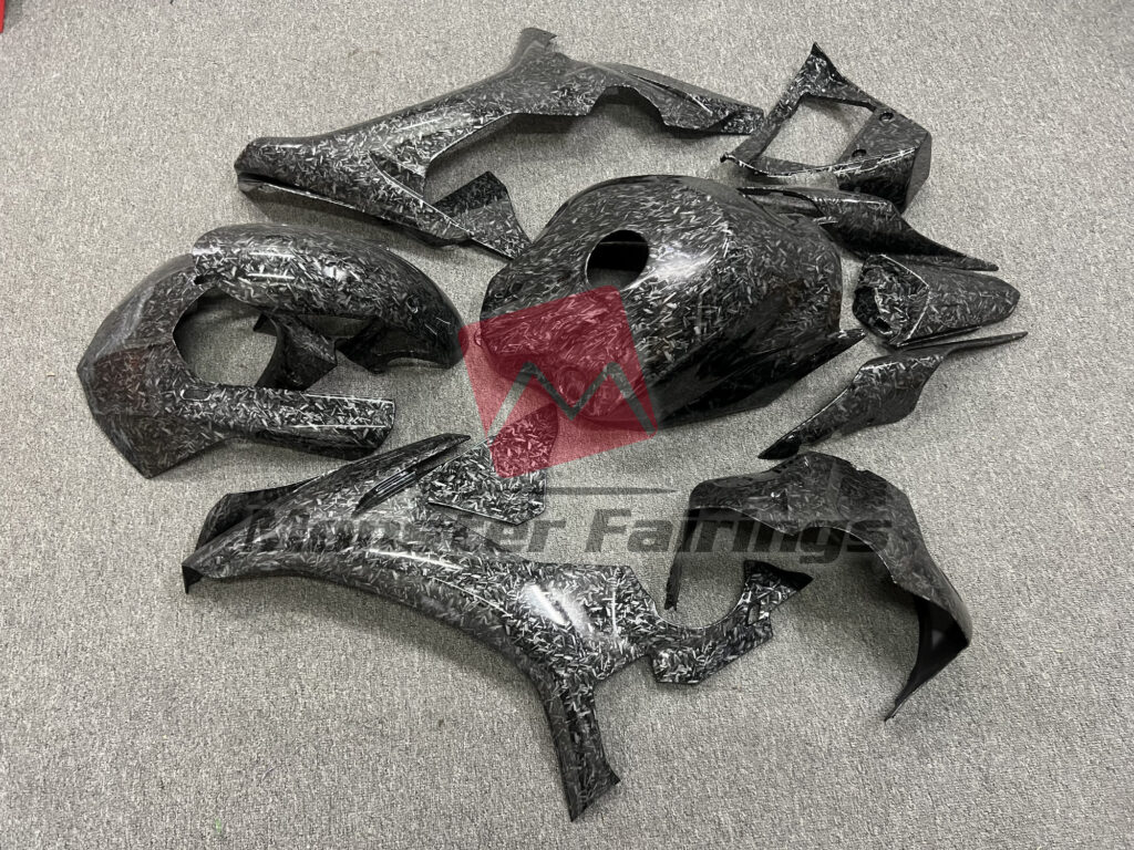 2015 - 2019 Yamaha R1 Gloss Forged Carbon Fiber Style fairing set - ABS injection, custom painted by Monster Fairings