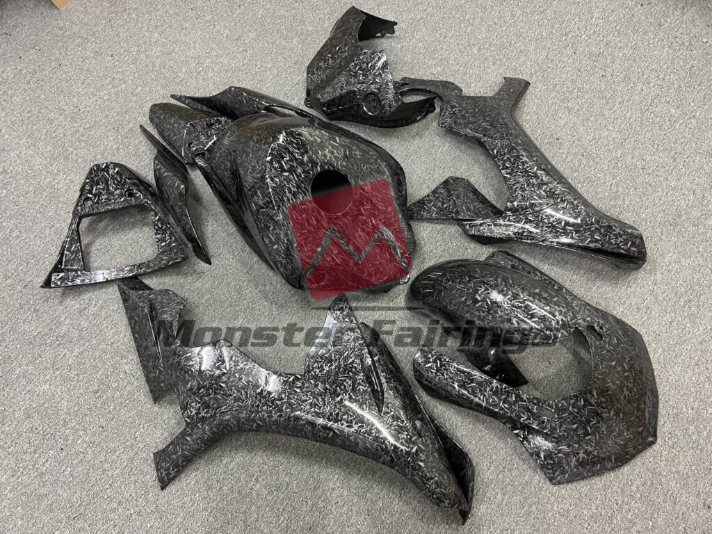Gloss Forged Carbon Fiber Style ABS fairings for Yamaha R1 2015 - 2019 - premium OEM fit kit by Monster Fairings