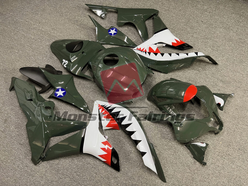 Gloss Green Red Shark ABS fairings for Honda CBR600RR 2007 - 2008 - premium OEM fit kit by Monster Fairings