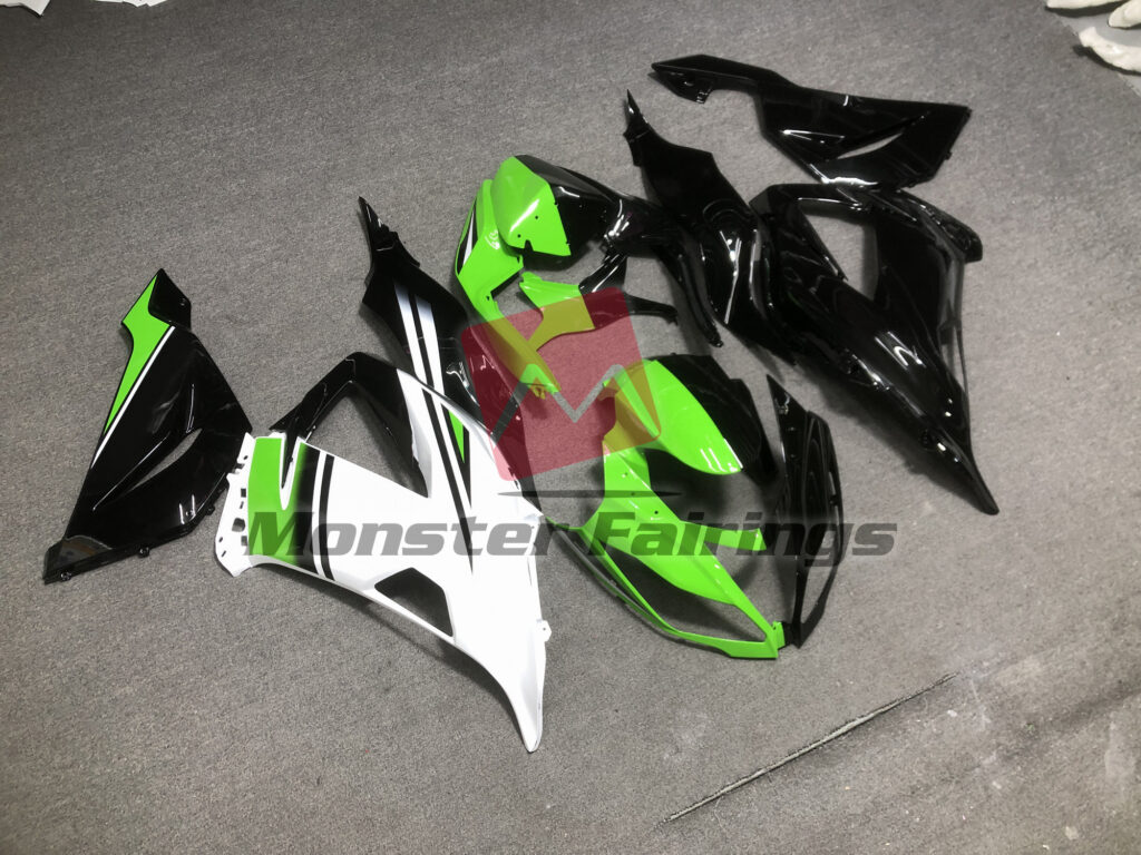 Kawasaki ZX6R custom ABS fairings 2013 - 2018 in Half Gloss Black Half OEM Split - durable replacement kit, Monster Fairings