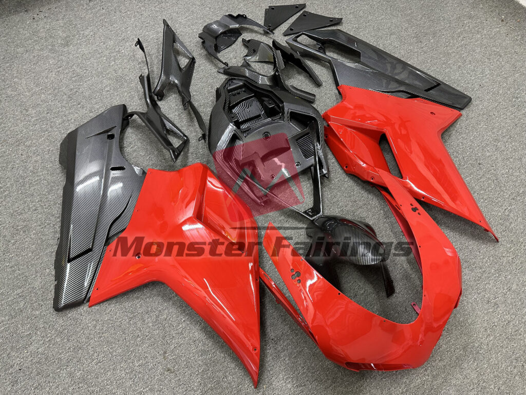 Ducati custom ABS fairings 2007 - 2012 in Carbon Fiber Style Red - durable replacement kit, Monster Fairings