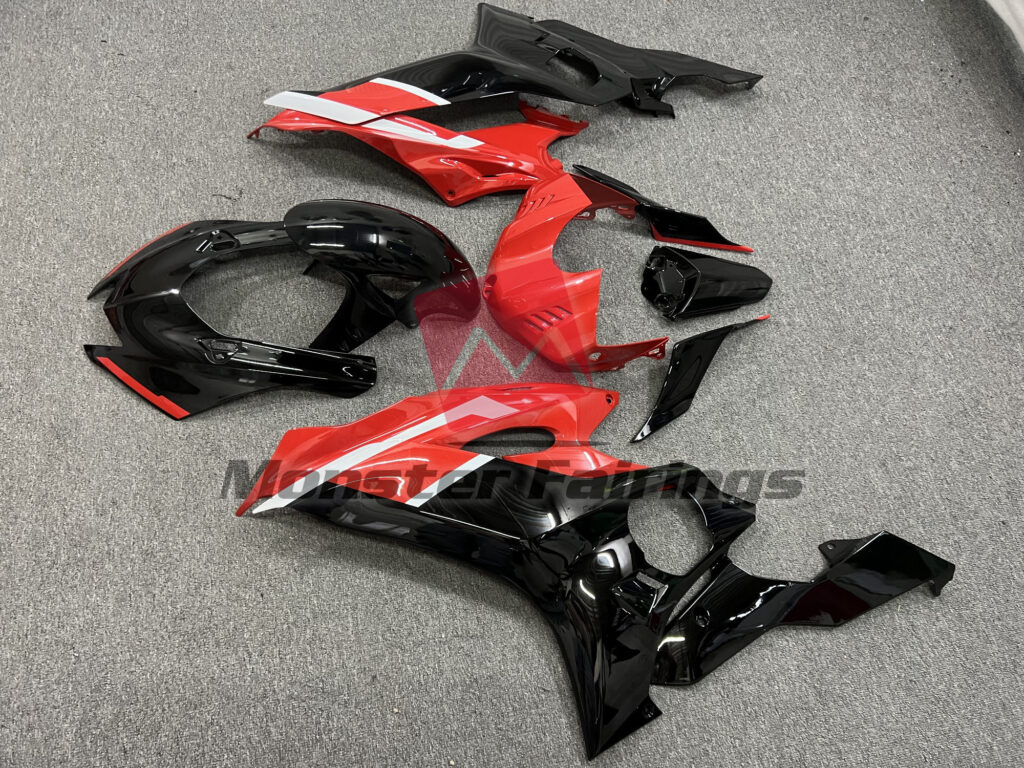 2017 - 2022 Yamaha R6 Gloss Black Orange fairing set - ABS injection, custom painted by Monster Fairings