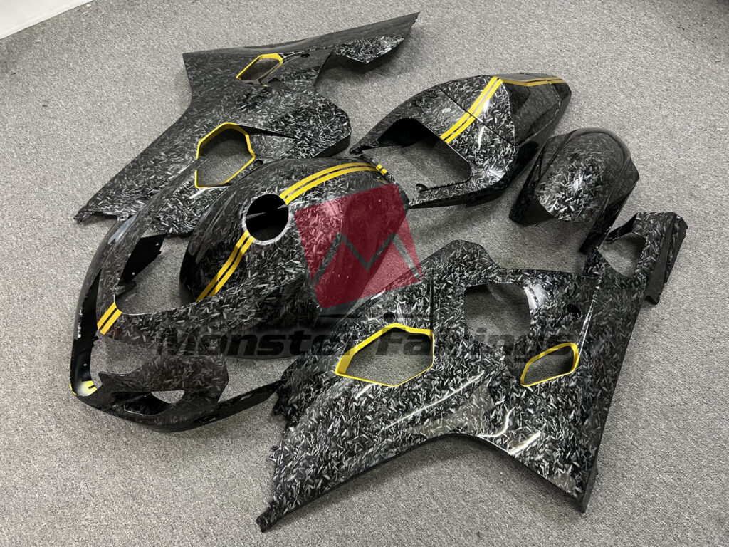 Suzuki GSXR custom ABS fairings 2004 - 2005 in Forged Carbon Fiber Style Gold - durable replacement kit, Monster Fairings