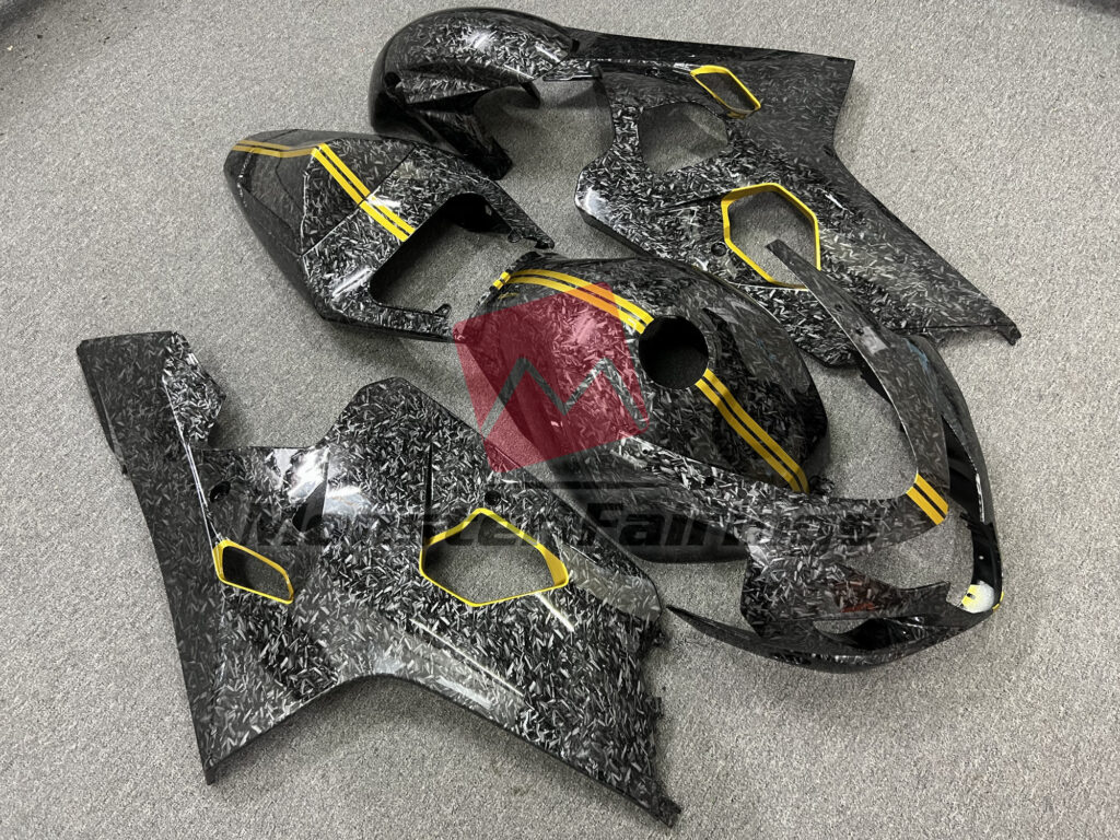 Forged Carbon Fiber Style Gold ABS fairings for Suzuki GSXR 600 - 750 2004 - 2005 - premium OEM fit kit by Monster Fairings