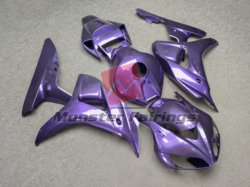 2006 - 2007 Honda CBR1000RR Gloss Purple Carbon Fiber Style fairing set - ABS injection, custom painted by Monster Fairings
