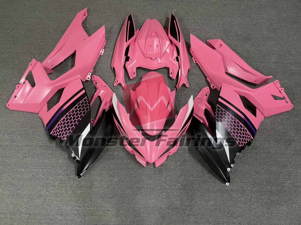 Kawasaki Ninja 400 2018 - 2024 Light Pink Black ABS fairings - custom motorcycle bodywork kit by Monster Fairings