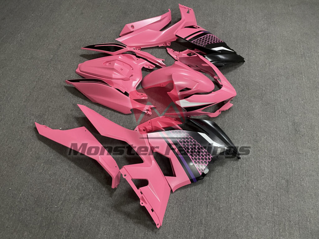 Light Pink Black ABS fairings for Kawasaki Ninja 400 2018 - 2024 - premium OEM fit kit by Monster Fairings