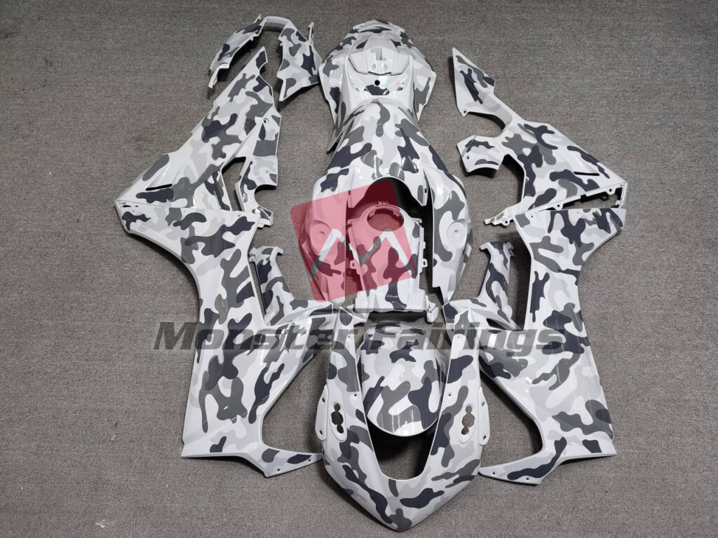 Honda CBR1000RR 2017 - 2025 Gloss White Camo ABS fairings - custom motorcycle bodywork kit by Monster Fairings
