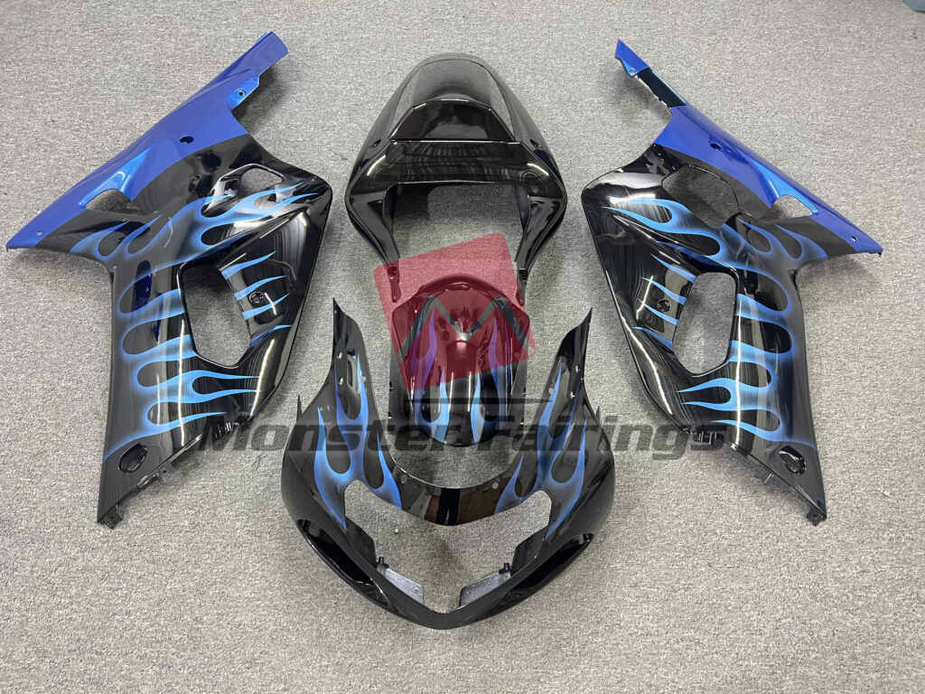 Suzuki GSXR 600 - 750 2001 - 2003 Blue Flame ABS fairings - custom motorcycle bodywork kit by Monster Fairings