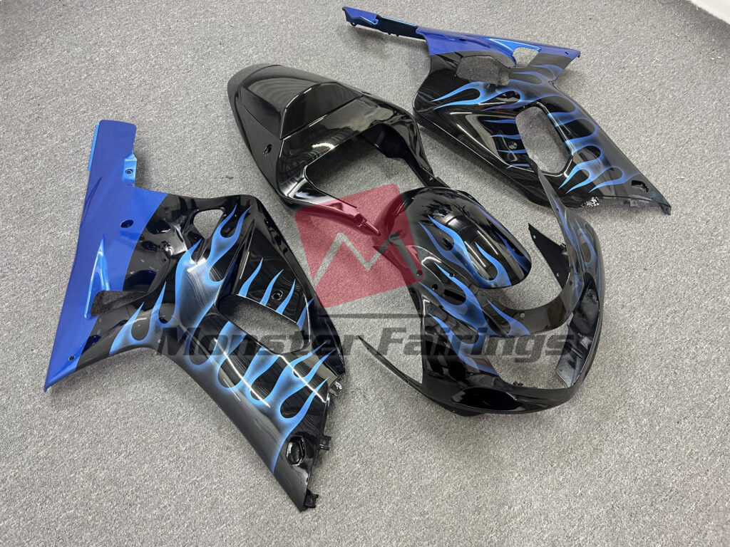 Suzuki GSXR custom ABS fairings 2001 - 2003 in Blue Flame - durable replacement kit, Monster Fairings