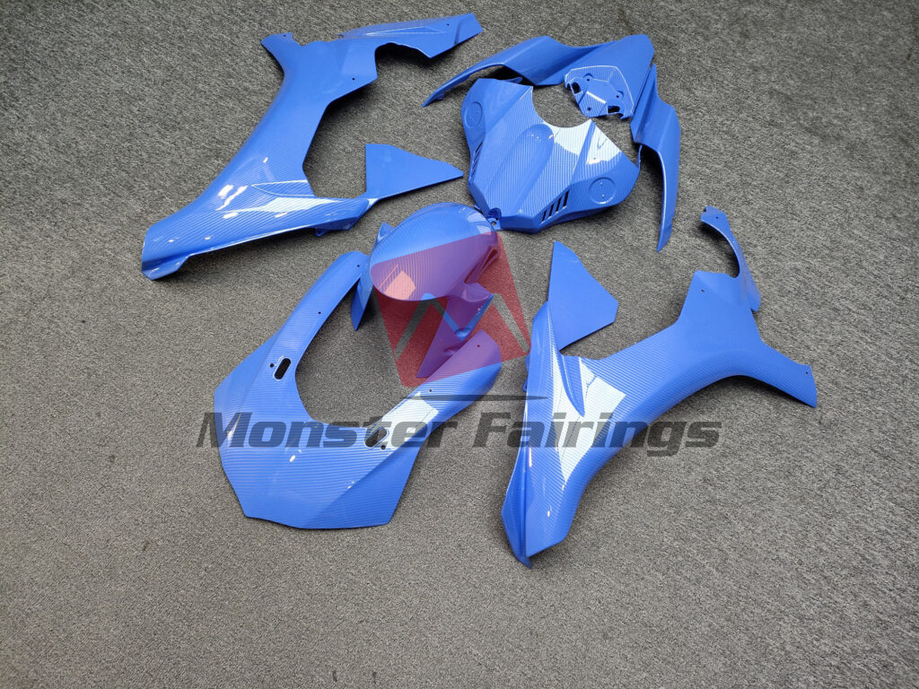 Yamaha R1 custom ABS fairings 2015 - 2019 in Gloss Sky Blue Carbon Fiber Style - durable replacement kit, Monster Fairings
