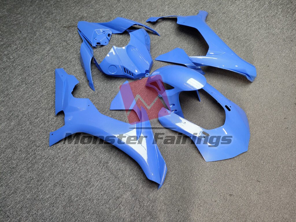 Gloss Sky Blue Carbon Fiber Style ABS fairings for Yamaha R1 2015 - 2019 - premium OEM fit kit by Monster Fairings