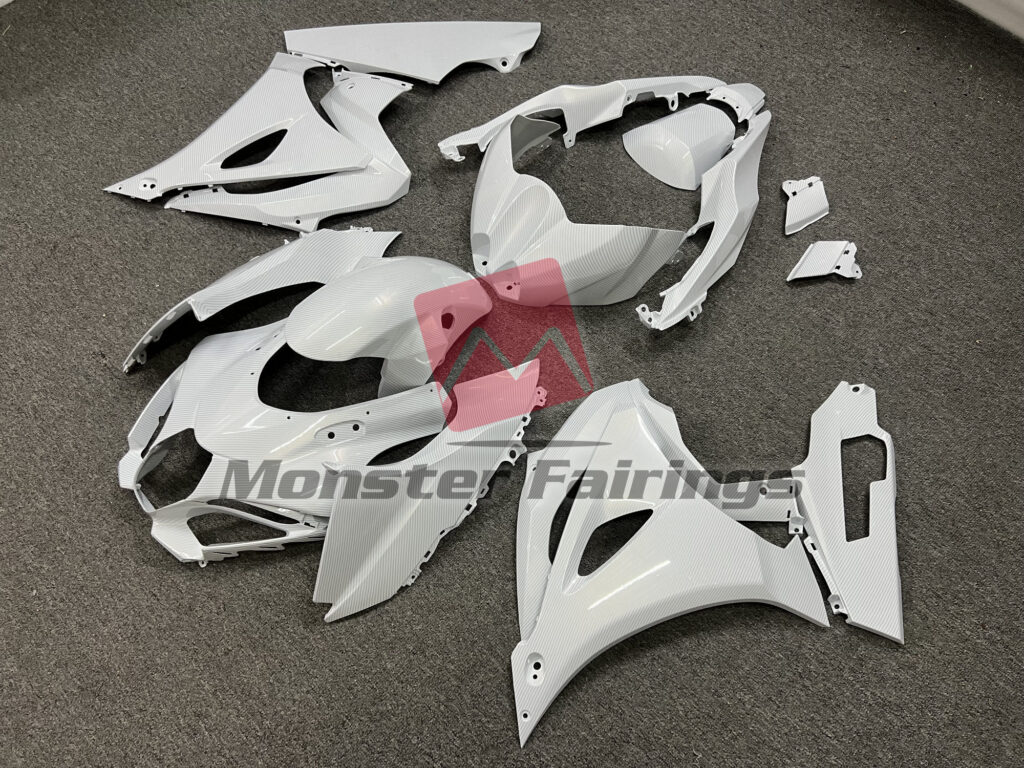 Suzuki GSXR custom ABS fairings 2017 - 2025 in White Carbon Fiber Style - durable replacement kit, Monster Fairings