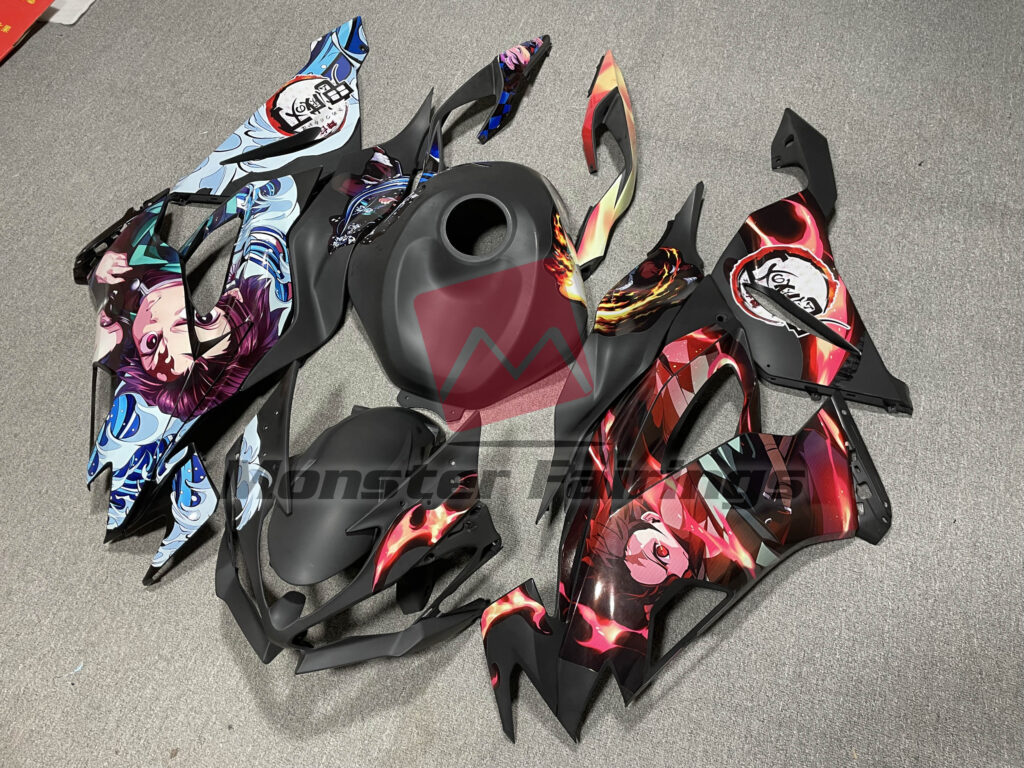 Matte Black Demon Slayer ABS fairings for Kawasaki ZX6R 2019 - 2023 - premium OEM fit kit by Monster Fairings
