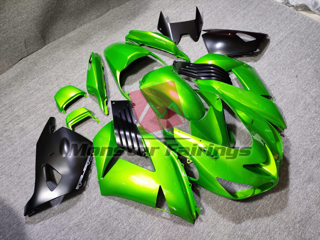 Gloss Green Matte Black ABS fairings for Kawasaki ZX14R 2006 - 2011 - premium OEM fit kit by Monster Fairings