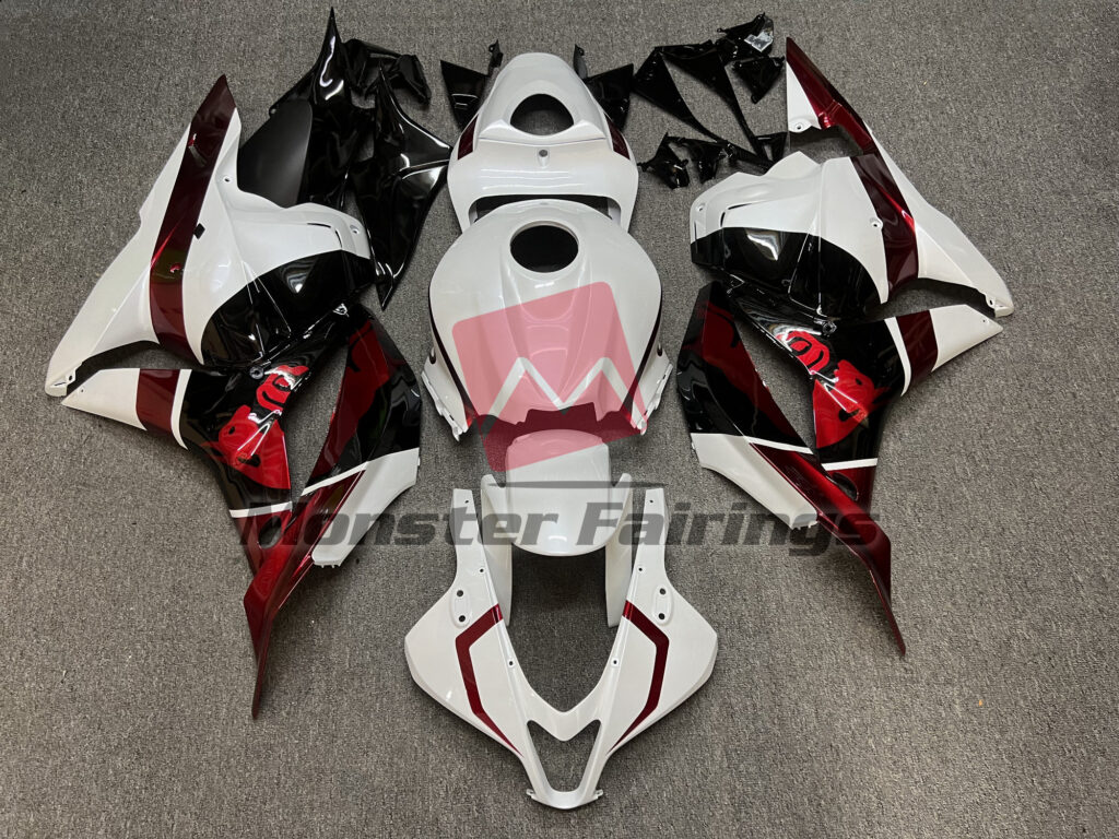 Honda CBR600RR 2009 - 2012 Pearl White Gloss Black The Bull ABS fairings - custom motorcycle bodywork kit by Monster Fairings
