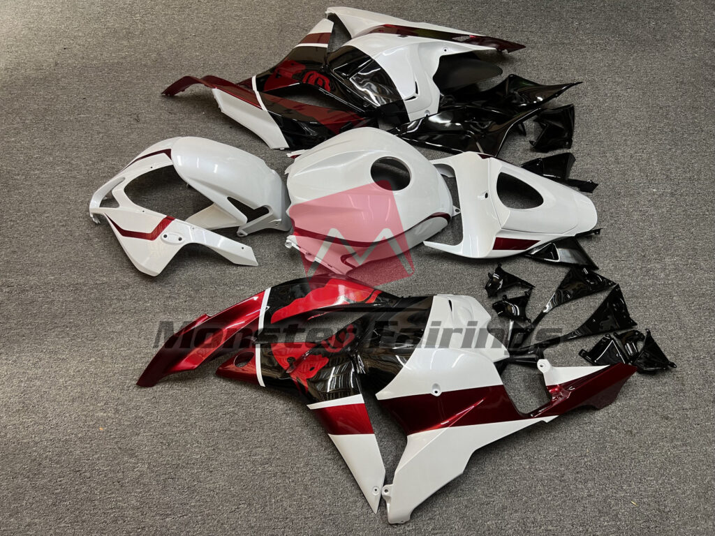 2009 - 2012 Honda CBR600RR Pearl White Gloss Black The Bull fairing set - ABS injection, custom painted by Monster Fairings