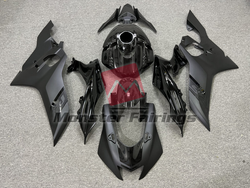 Yamaha R6 2017 - 2022 Matte and Gloss Black ABS fairings - custom motorcycle bodywork kit by Monster Fairings