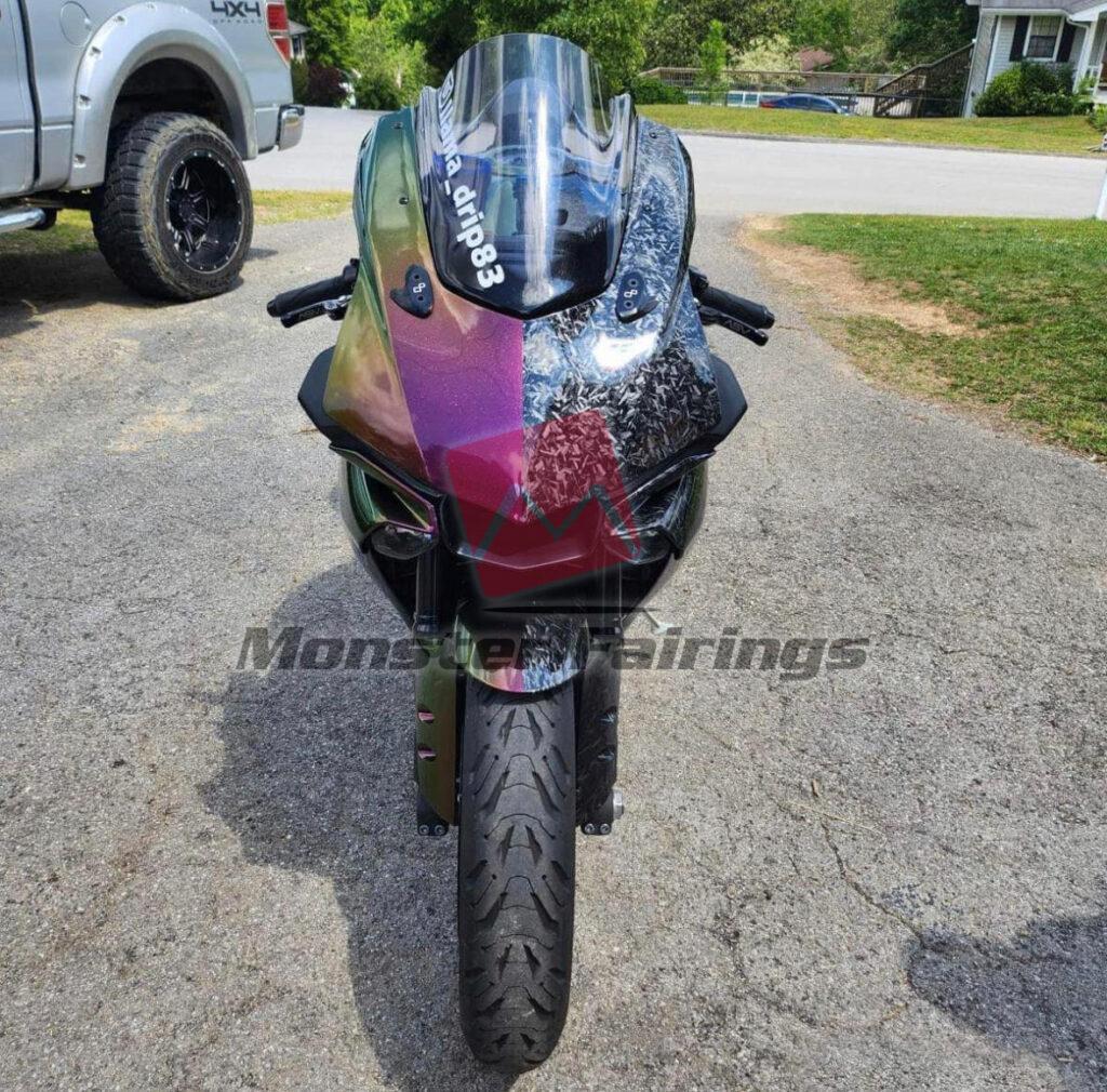 Monster Fairings ABS fairing kit for Yamaha R1 2015 - 2019 - Forged Carbon Fiber Style Chameleon Split, precise OEM fit
