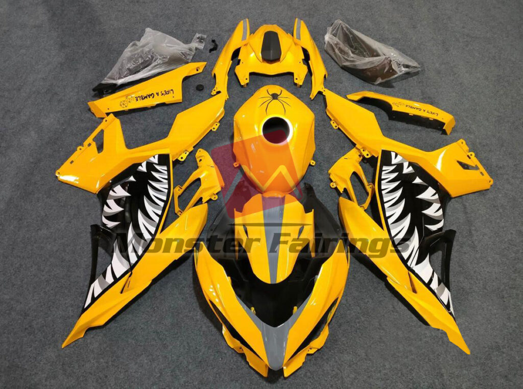 Kawasaki Ninja 400 2018 - 2024 Yellow Venom ABS fairings - custom motorcycle bodywork kit by Monster Fairings
