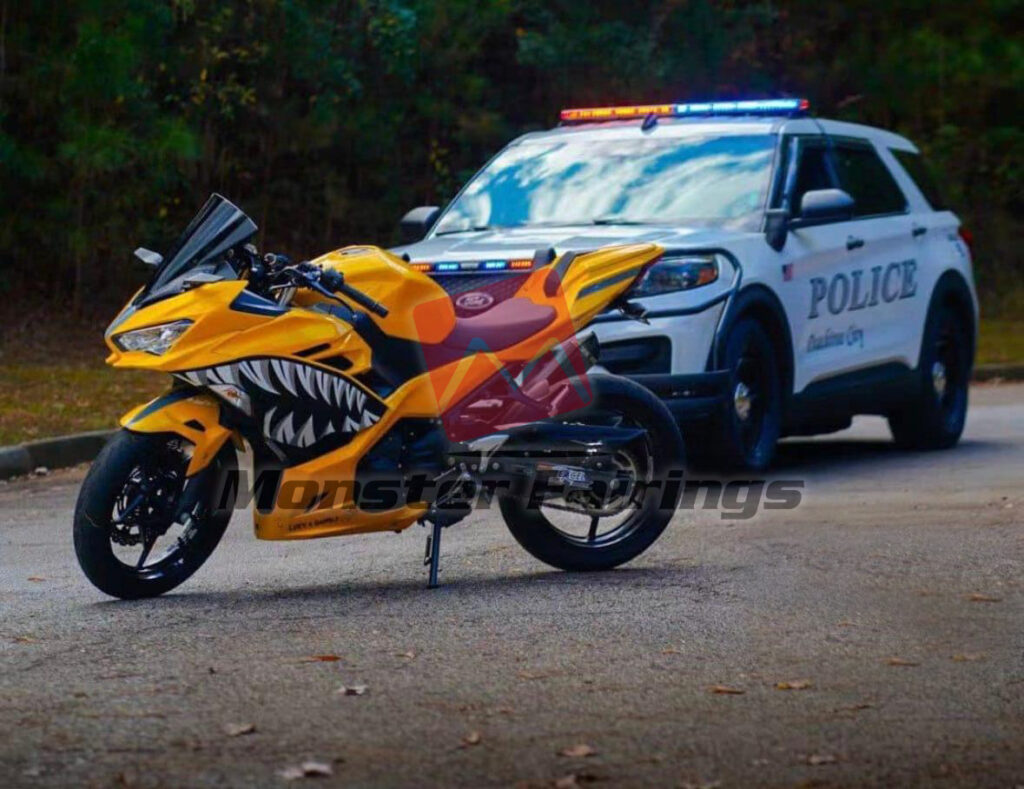 2018 - 2024 Kawasaki Ninja 400 Yellow Venom fairing set - ABS injection, custom painted by Monster Fairings