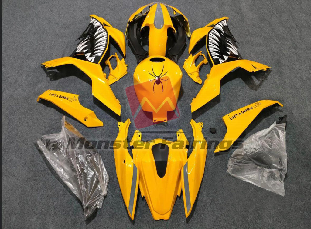 Kawasaki Ninja 400 custom ABS fairings 2018 - 2024 in Yellow Venom - durable replacement kit, Monster Fairings