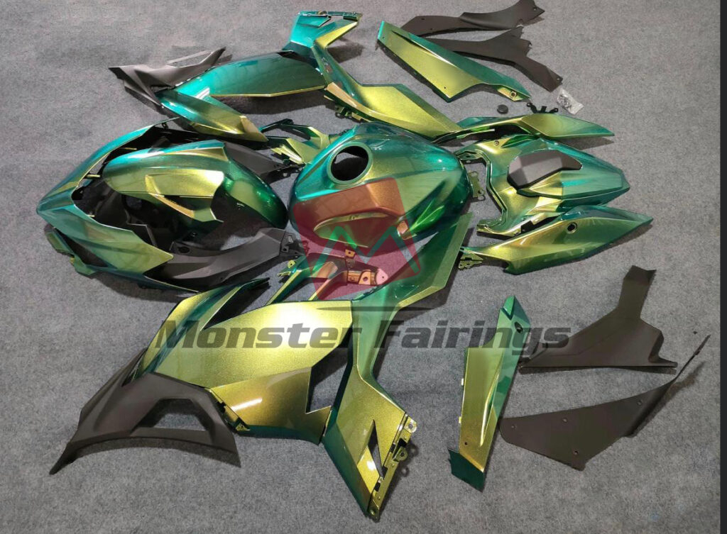 2018 - 2024 Kawasaki Ninja 400 Gradient Green fairing set - ABS injection, custom painted by Monster Fairings