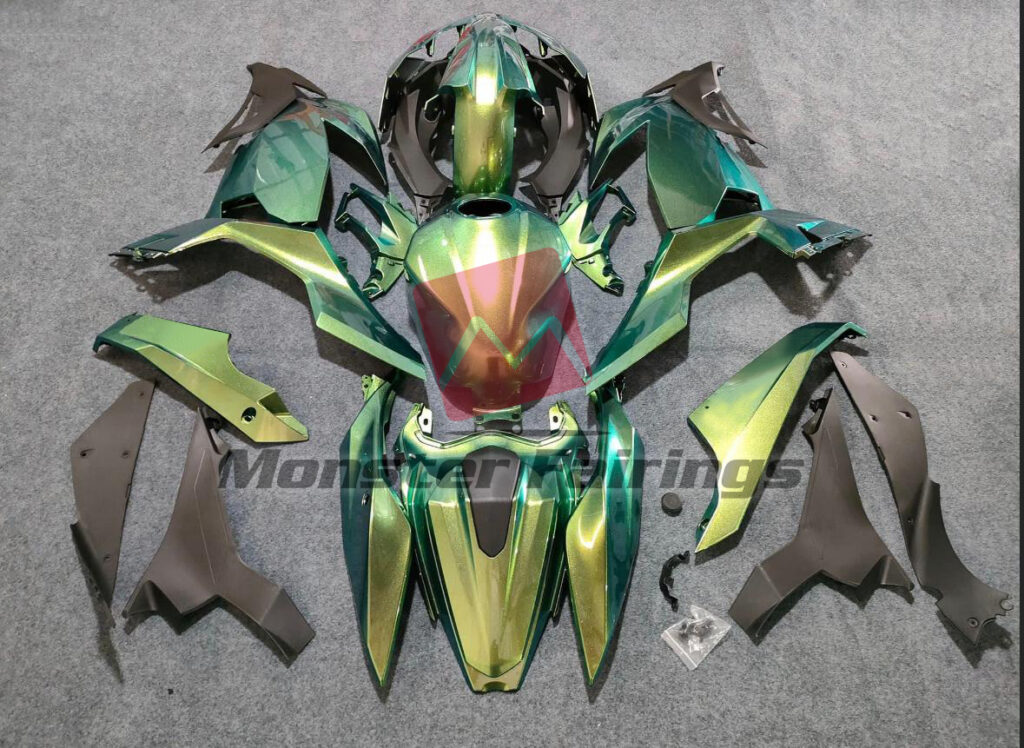 Gradient Green ABS fairings for Kawasaki Ninja 400 2018 - 2024 - premium OEM fit kit by Monster Fairings
