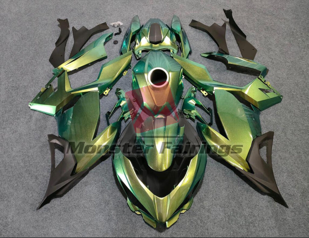 Kawasaki Ninja 400 2018 - 2024 Gradient Green ABS fairings - custom motorcycle bodywork kit by Monster Fairings