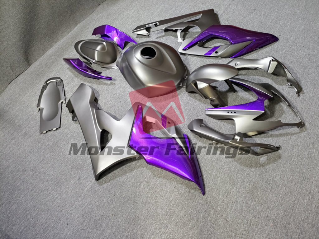 Suzuki GSXR custom ABS fairings 2005 - 2006 in Gloss Purple & Matte Silver - durable replacement kit, Monster Fairings