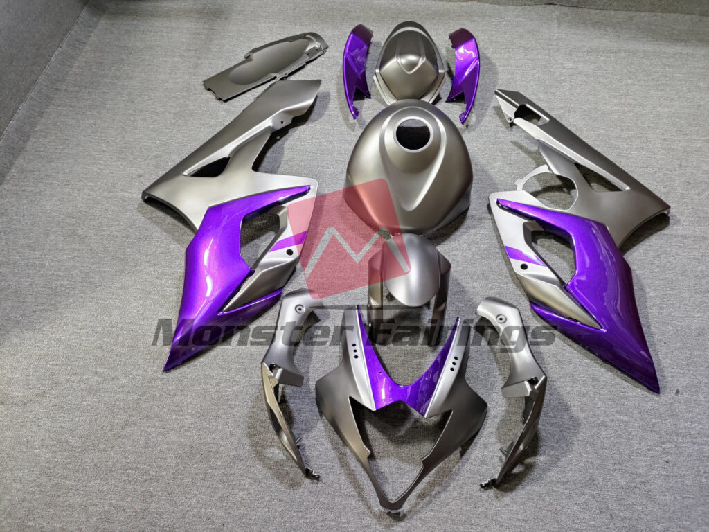 Suzuki GSXR 1000 2005 - 2006 Gloss Purple & Matte Silver ABS fairings - custom motorcycle bodywork kit by Monster Fairings
