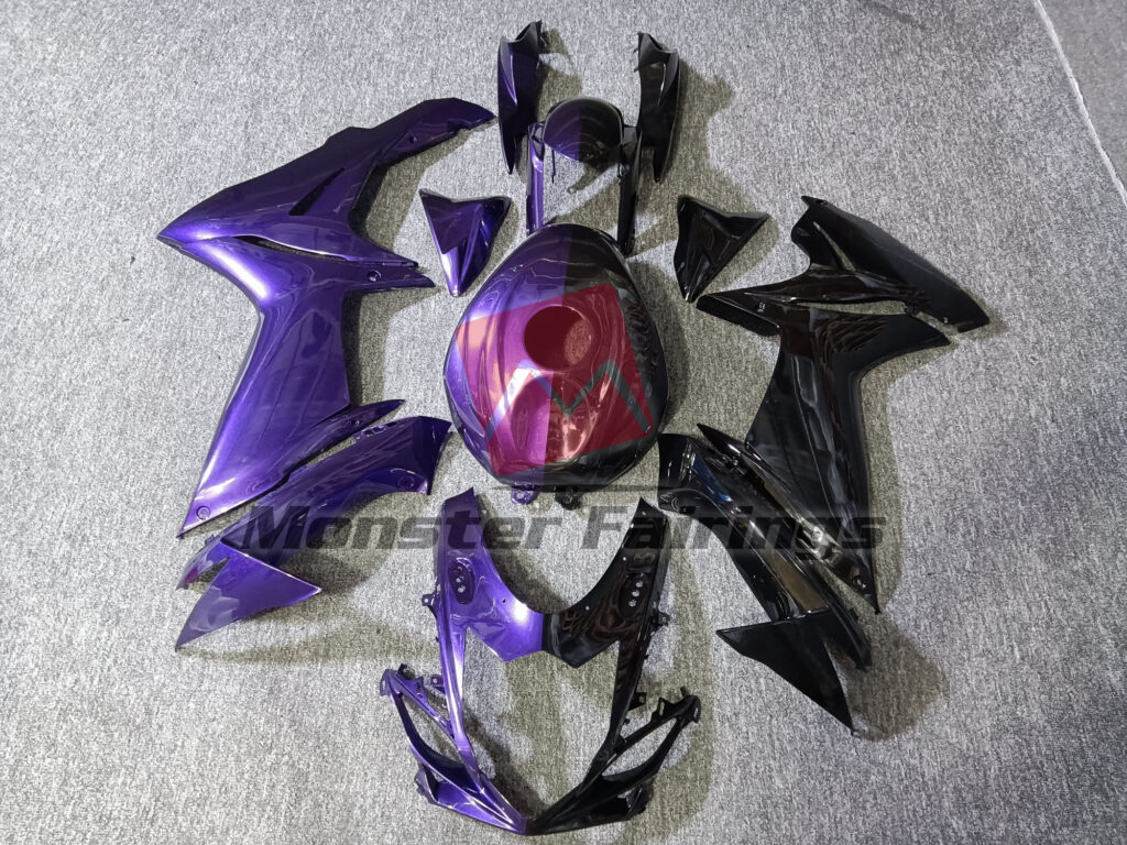 Suzuki GSXR 600 - 750 2011 - 2025 Gloss Purple Black Split ABS fairings - custom motorcycle bodywork kit by Monster Fairings