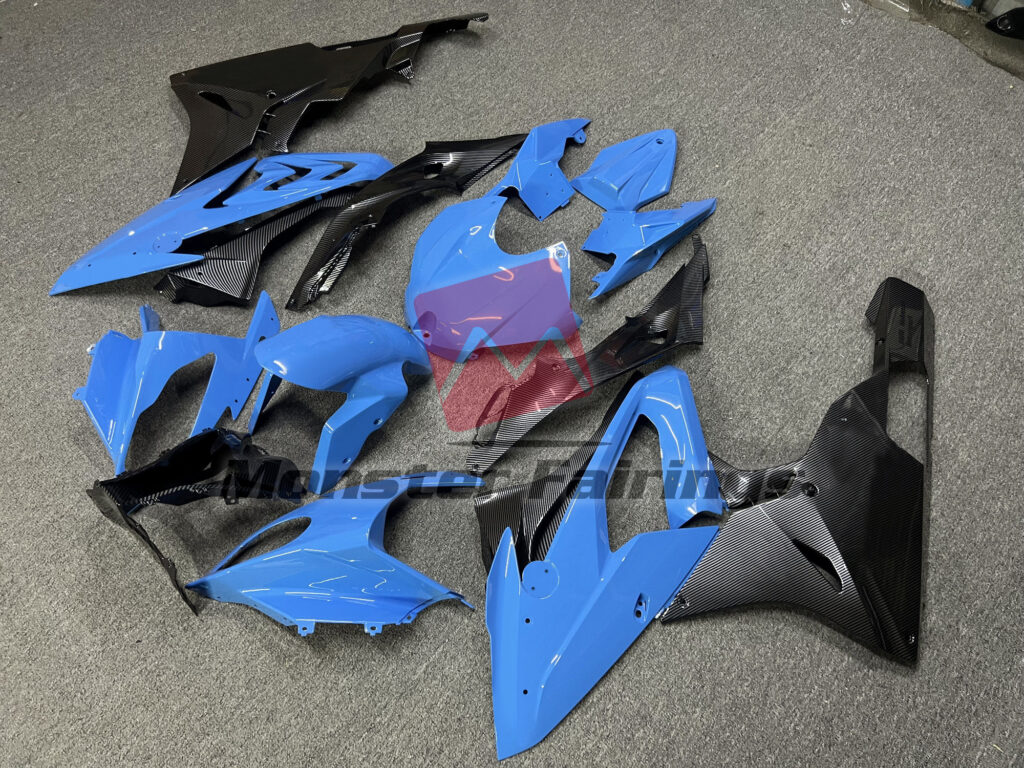 BMW S1000RR custom ABS fairings 2015 - 2016 in Gloss Blue & Carbon Fiber Style - durable replacement kit, Monster Fairings