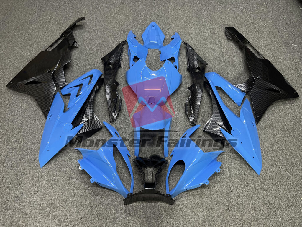 BMW S1000RR 2015 - 2016 Gloss Blue & Carbon Fiber Style ABS fairings - custom motorcycle bodywork kit by Monster Fairings