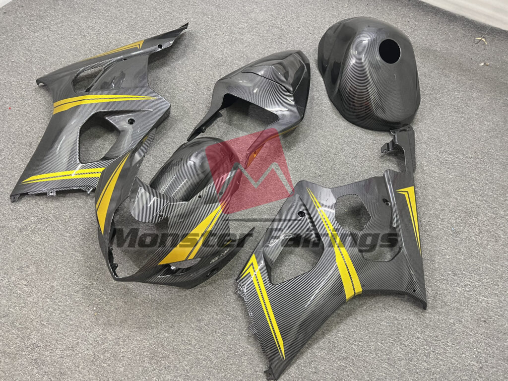 Suzuki GSXR custom ABS fairings 2003 - 2004 in Gloss Carbon Fiber Gold - durable replacement kit, Monster Fairings