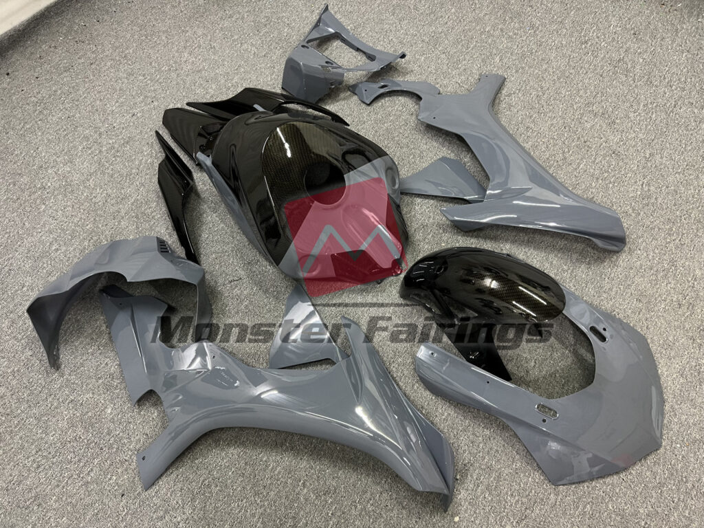 Gloss Nardo Gray Carbon Fiber Style ABS fairings for Yamaha R1 2015 - 2019 - premium OEM fit kit by Monster Fairings