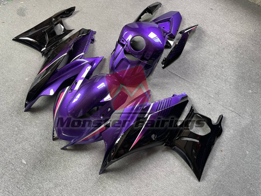 Yamaha R3 custom ABS fairings 2019 - 2021 in Gloss Purple & Black - durable replacement kit, Monster Fairings