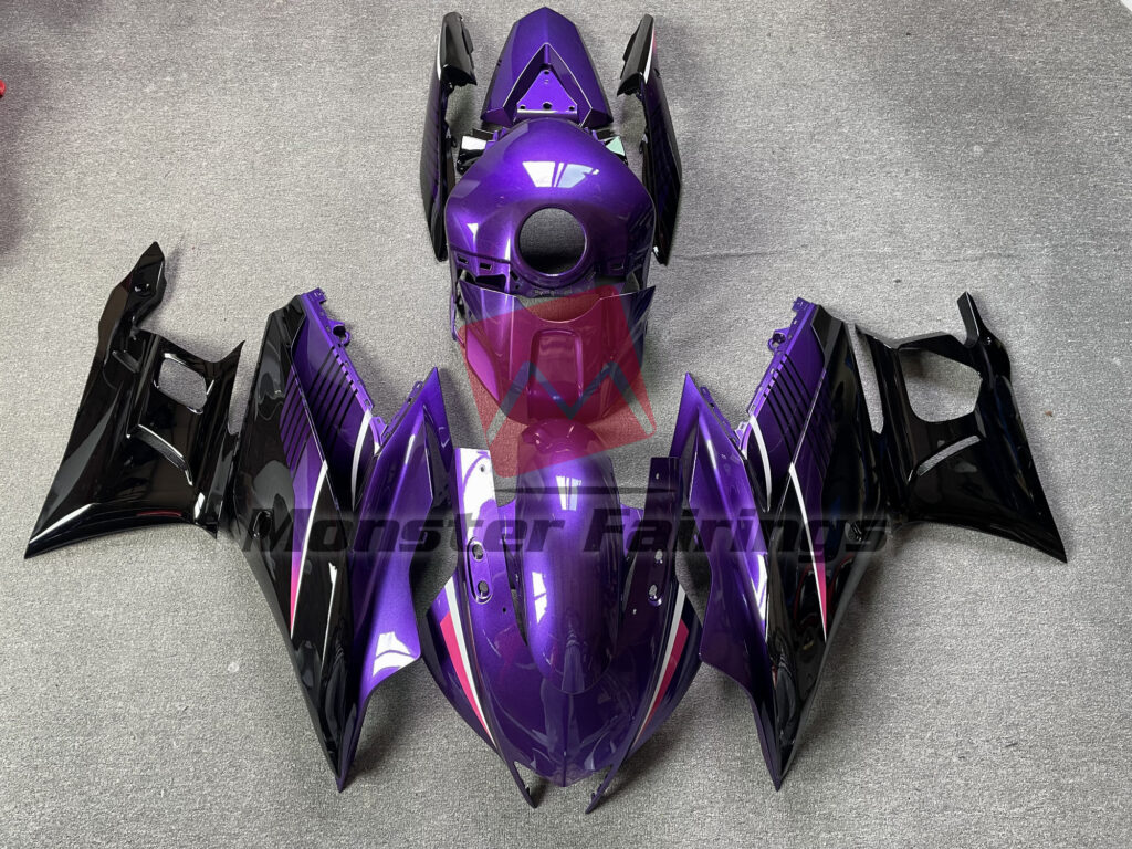 Yamaha R3 2019 - 2021 Gloss Purple & Black ABS fairings - custom motorcycle bodywork kit by Monster Fairings