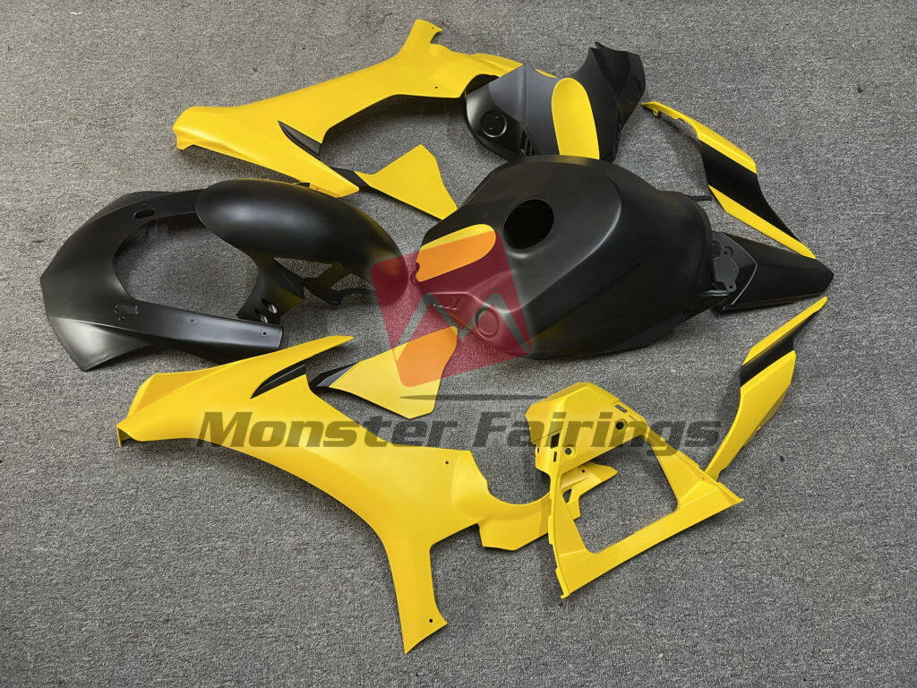 2015 - 2019 Yamaha R1 Matte Yellow Black fairing set - ABS injection, custom painted by Monster Fairings