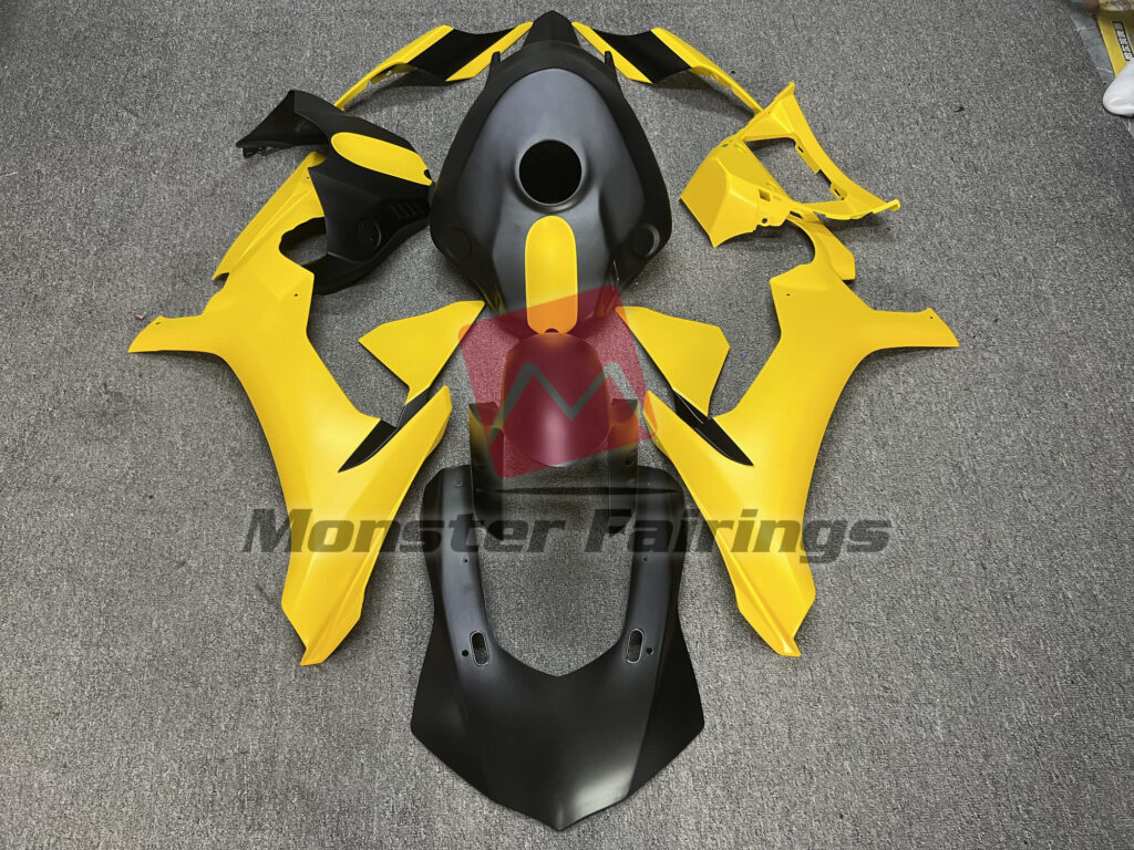 Yamaha R1 2015 - 2019 Matte Yellow Black ABS fairings - custom motorcycle bodywork kit by Monster Fairings
