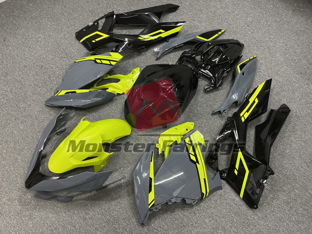 Kawasaki Ninja 400 custom ABS fairings 2018 - 2024 in Nardo Gray Fluorescent Yellow - durable replacement kit, Monster Fairings