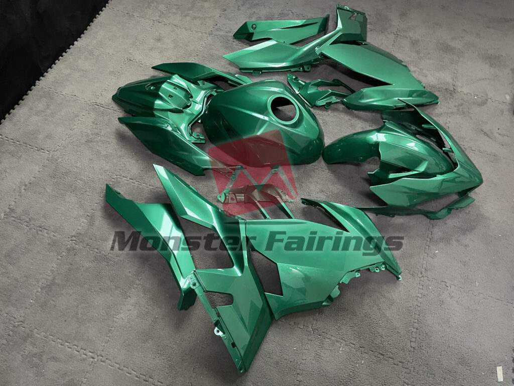 2018 - 2024 Kawasaki Ninja 400 Emerald Green fairing set - ABS injection, custom painted by Monster Fairings
