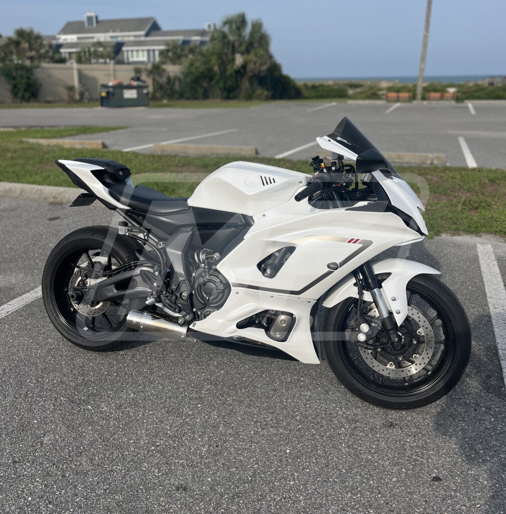 Pearl White Gray & Red ABS fairings for Yamaha R7 2021 - 2025 - premium OEM fit kit by Monster Fairings