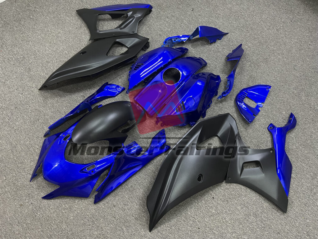 Yamaha R7 custom ABS fairings 2021 - 2025 in Gloss Blue & Matte Black - durable replacement kit, Monster Fairings